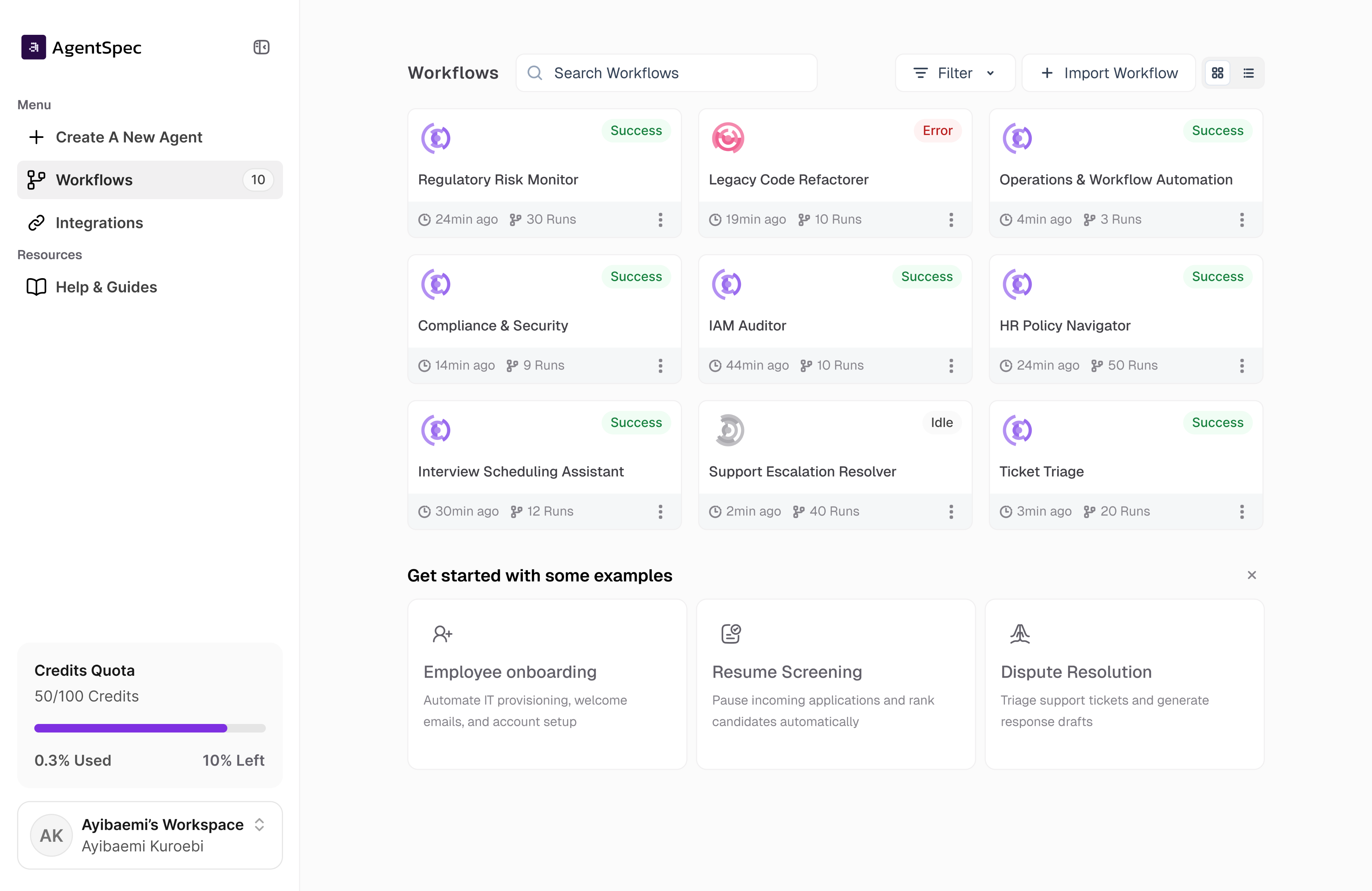 AgentSpec workspace